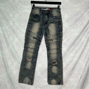 LION DYNASTY biker moto distressed jeans Size 14